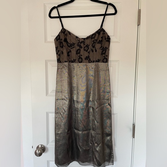 Marc Jacobs Dresses & Skirts - Marc Jacobs Vintage Lace Bustier and Metallic Silk Dress, Lace Straps, Size 0